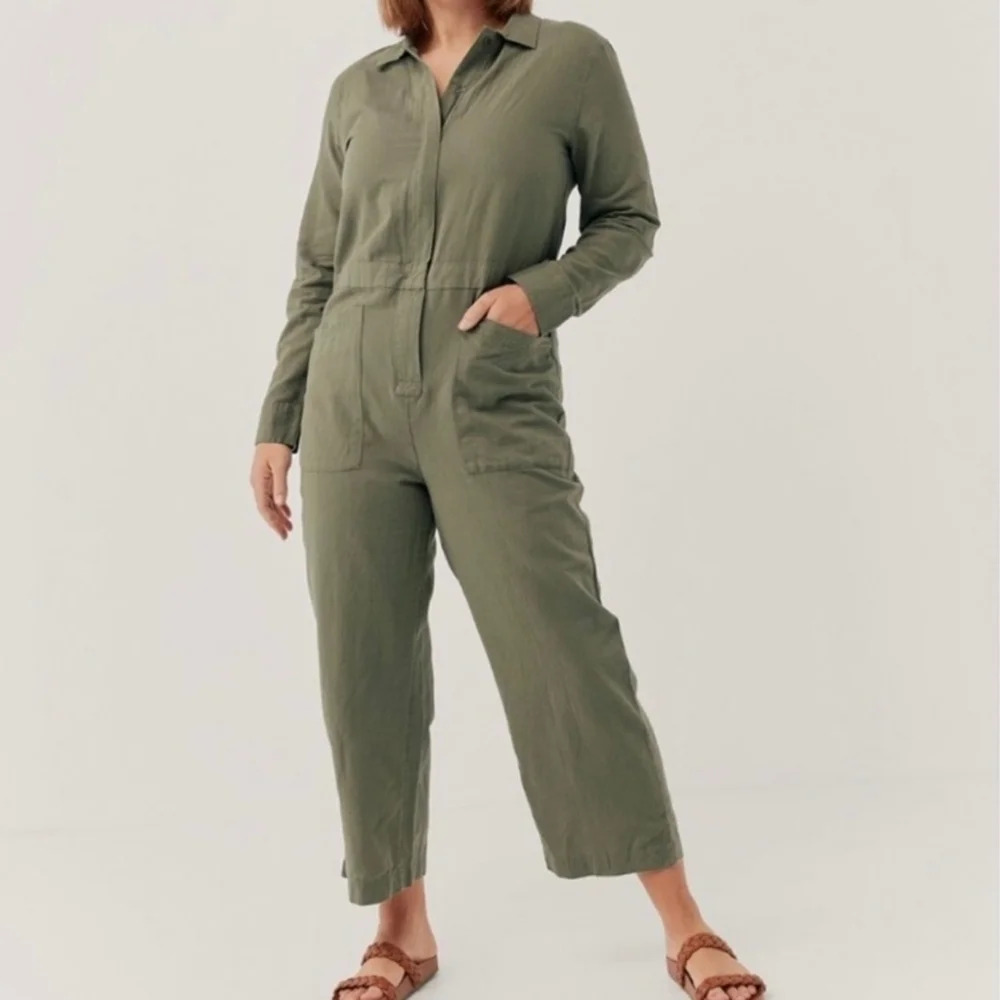 NWT Pact The Harbour Zip Jumpsuit In Caper Green Size Medium